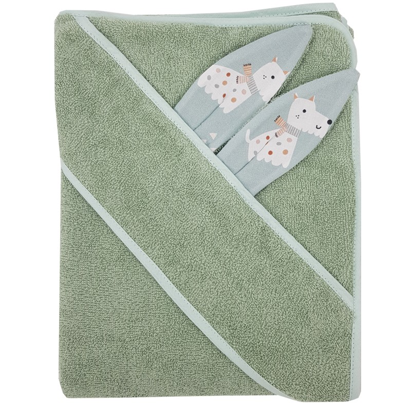 Bawełniane okrycie kąpielowe PIESKI/MIĘTA Bawełniane okrycie kąpielowe PIESKI/MIĘTA