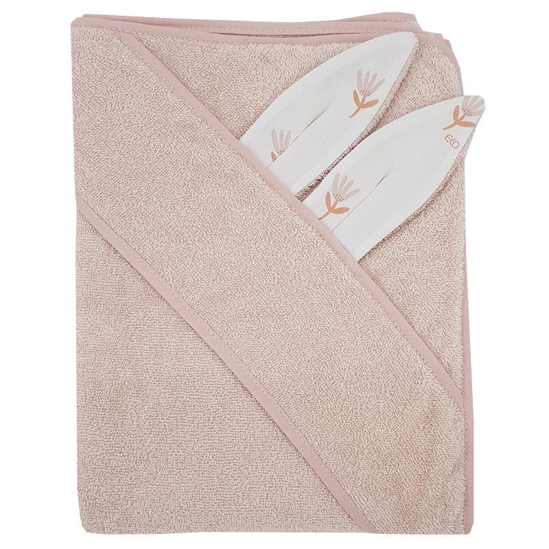 Bademantel aus Baumwolle BEIGE MEADOW/ROSE PINK Bademantel aus Baumwolle BEIGE MEADOW/ROSE PINK