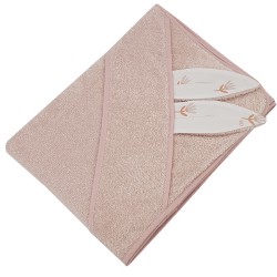 Хлопковый банный халат BEIGE MEADOW/ROSE PINK