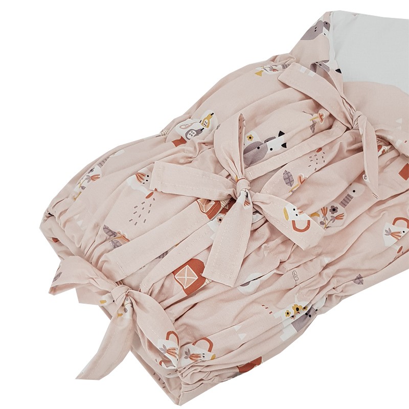 Printed Cotton Swaddle Blanket with Coconut MY FARM Printed Cotton Swaddle Blanket with Coconut MY FARM