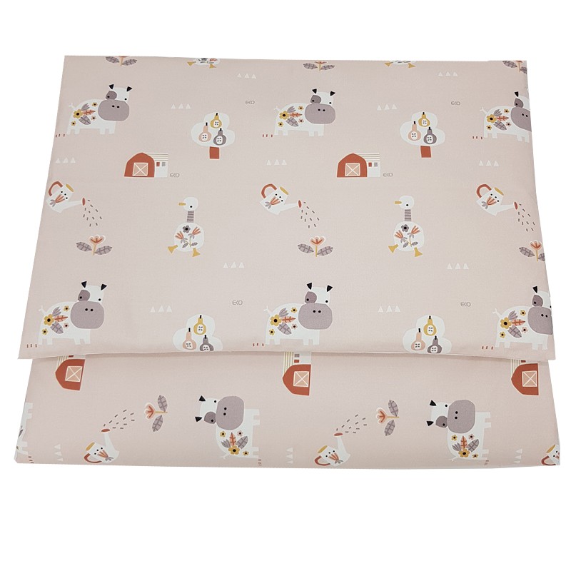 Printed cotton cot bedding set 120x90 cm MY FARM