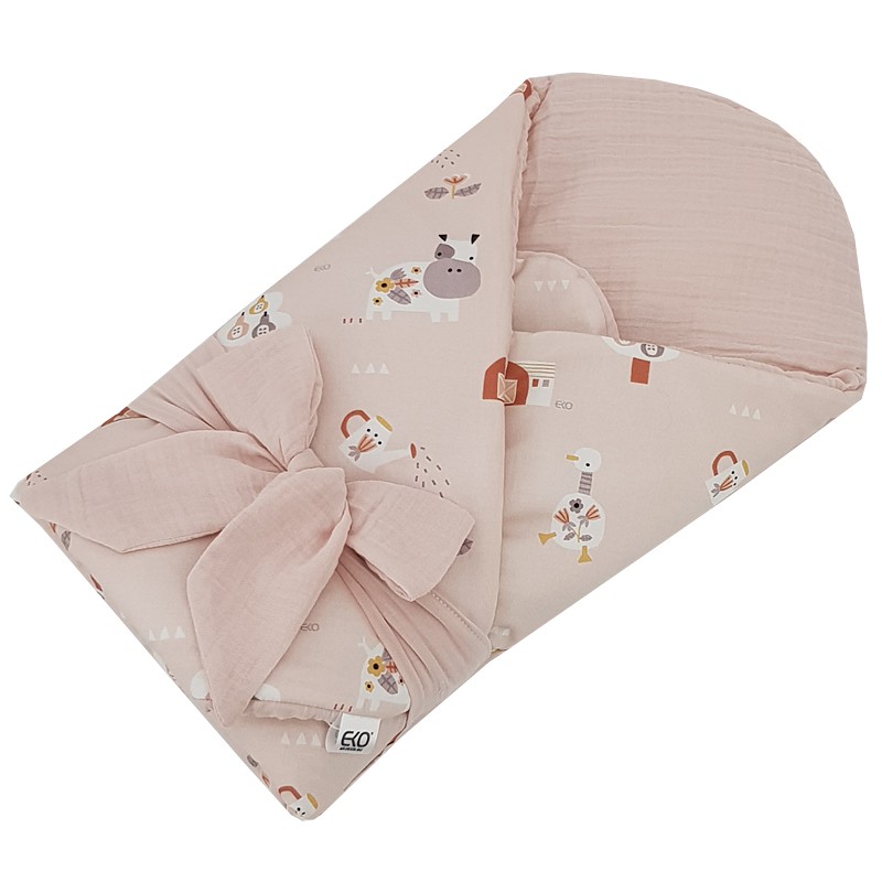 Printani Pamučni+muslin Baby Wrap sa kokosovim umetkom MY FARM/ROSE PINK Printani Pamučni+muslin Baby Wrap sa kokosovim umetkom MY FARM/ROSE PINK