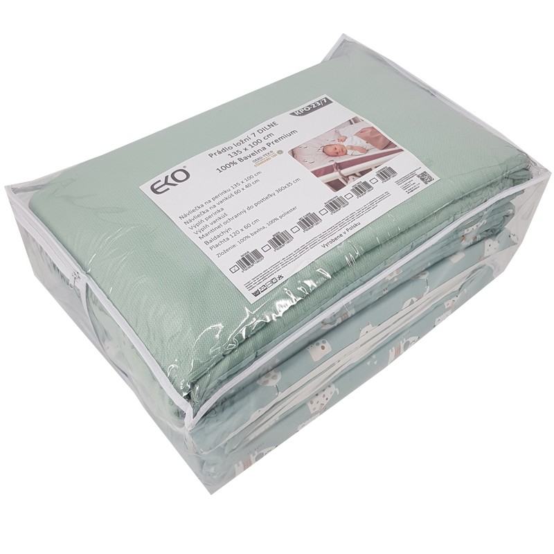 7-piece Printed cotton cot bedding set 135x100 cm DOGS