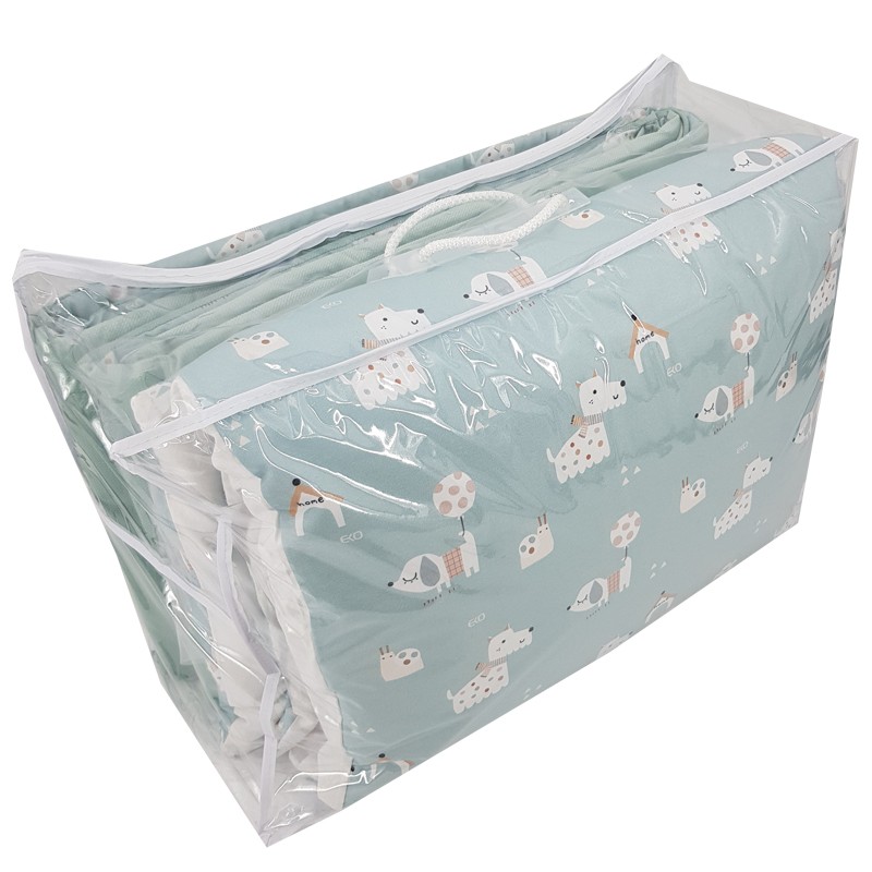 7-piece Printed cotton cot bedding set 135x100 cm DOGS