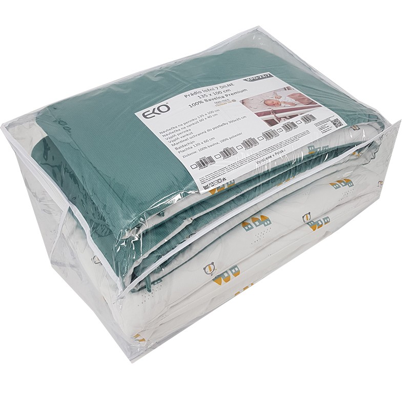 7-teilige Set fürs Bettchen aus bedruckter Baumwolle 135x100 cm HOUSES 7-teilige Set fürs Bettchen aus bedruckter Baumwolle 135x100 cm HOUSES