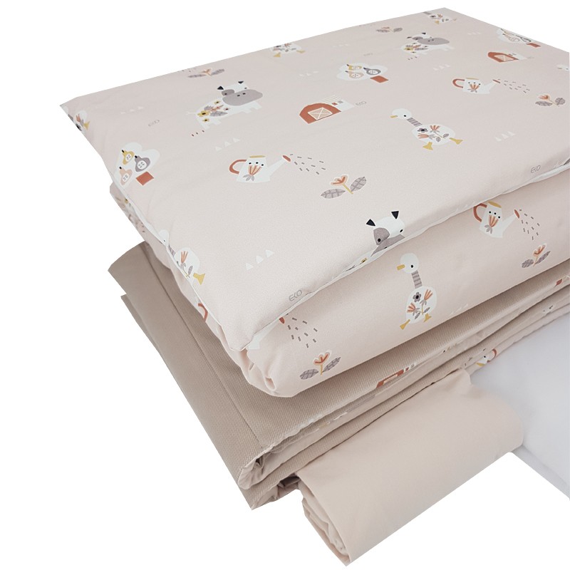 7-piece Printed cotton cot bedding set 135x100 cm MY FARM 7-piece Printed cotton cot bedding set 135x100 cm MY FARM