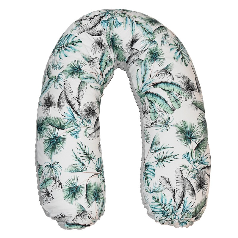 Coussin d'allaitement TURQUOISE LEAVES/GREY