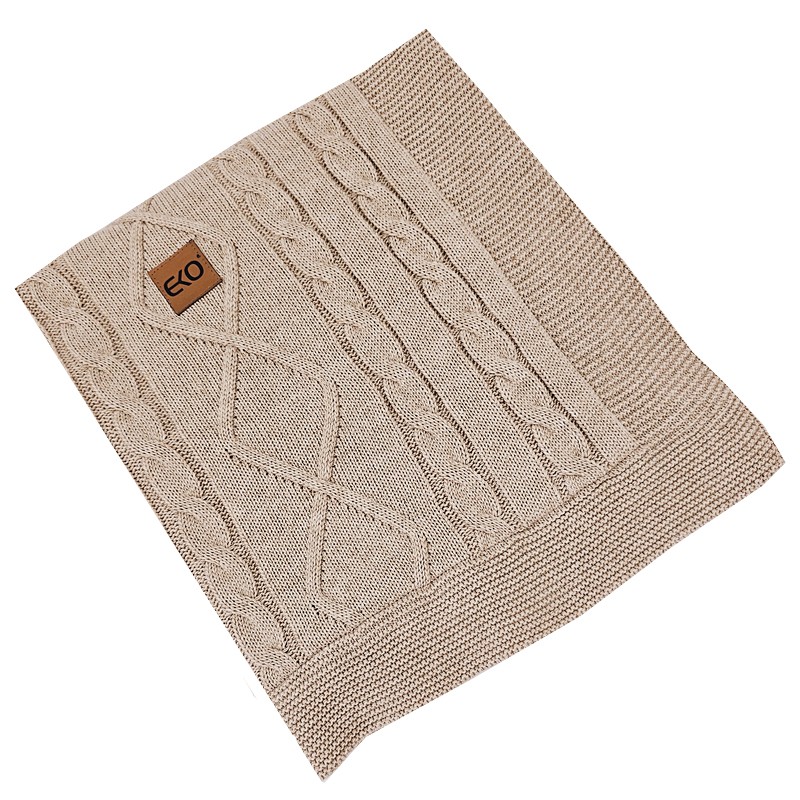 Strickbabydecke mit Plüsch BEIGE