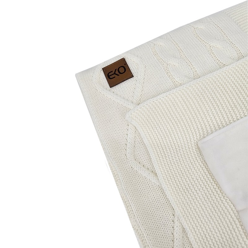 Strickbabydecke mit Plüsch ECRU