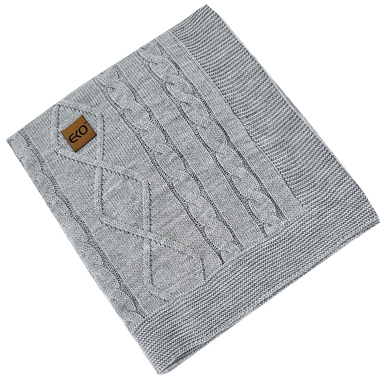 Плед трикотажный подкладка из мех GREY