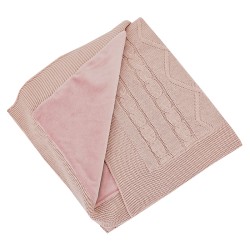 Knitted blanket with fur fabric lining ROSE PINK