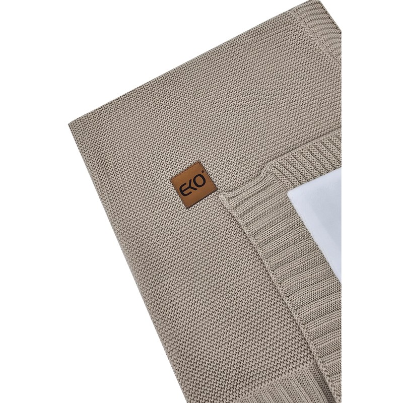 Bamboo knitted blanket with fur fabric lining BEIGE