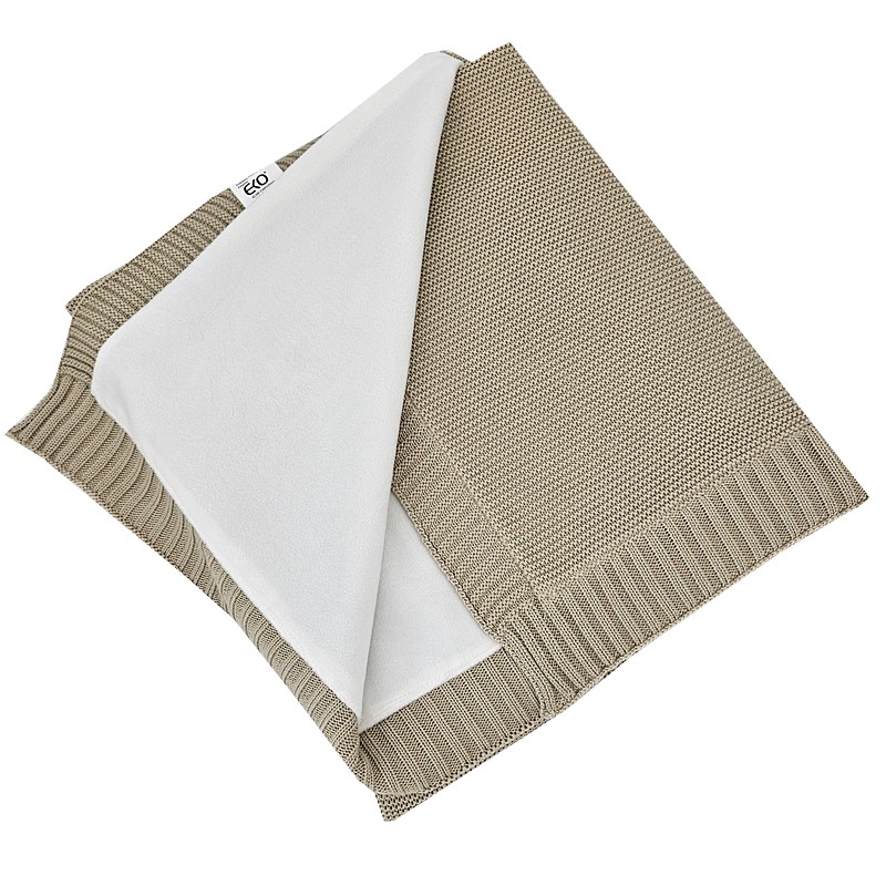 Bamboo knitted blanket with fur fabric lining BEIGE