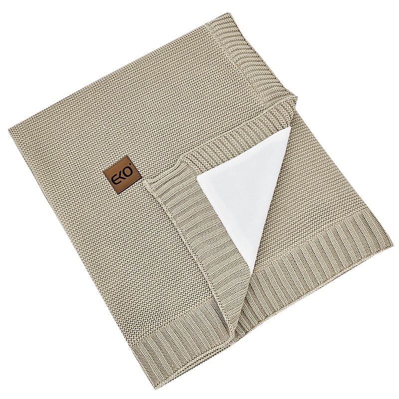 Bamboo knitted blanket with fur fabric lining BEIGE