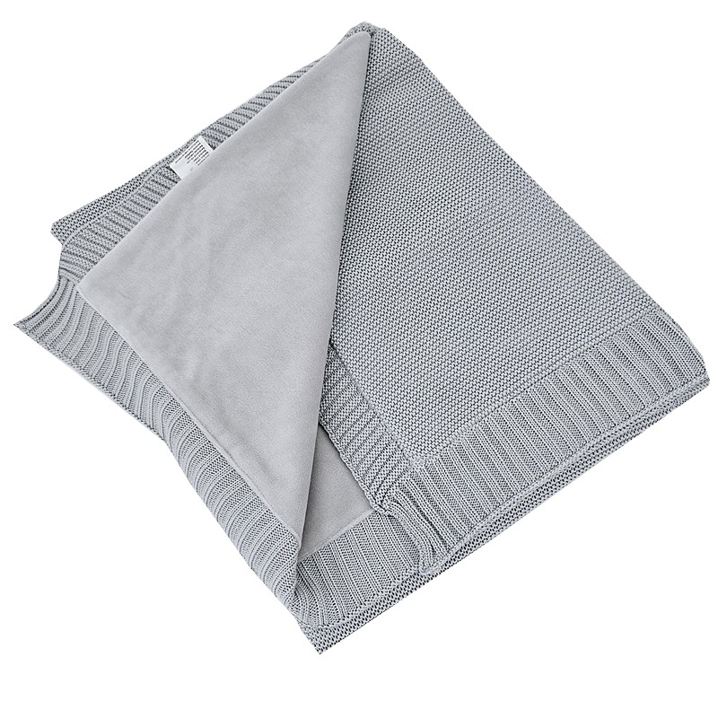 Bamboo knitted blanket with fur fabric lining GREY Bamboo knitted blanket with fur fabric lining GREY