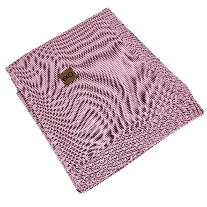 Bamboo knitted blanket with fur fabric lining LILAC