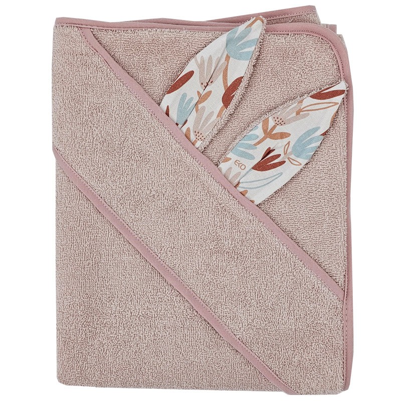 Bademantel aus Baumwolle BEIGE FLOWERS