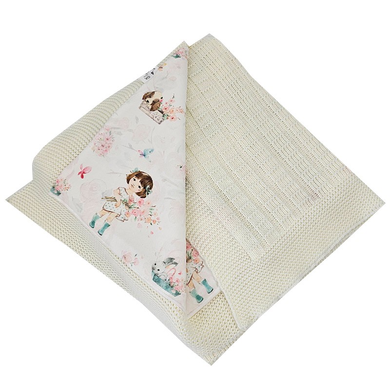 Knitted blanket  with fur fabric lining GIRLS/ECRU Knitted blanket  with fur fabric lining GIRLS/ECRU