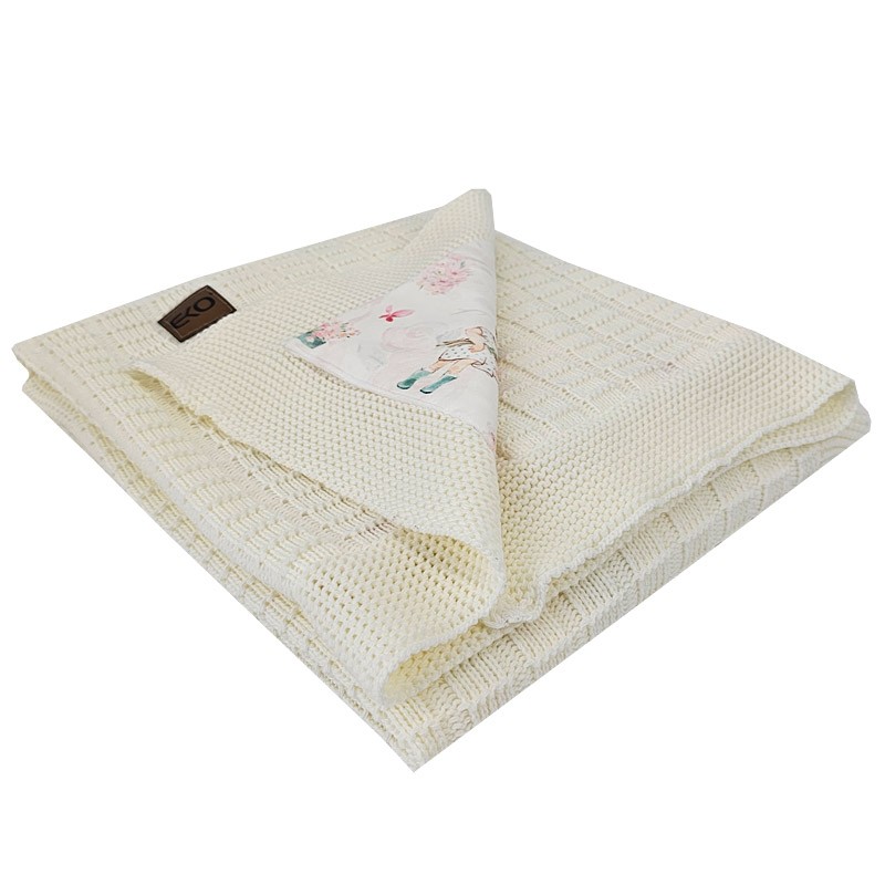 Strickbabydecke mit Plüsch GIRLS/ECRU Strickbabydecke mit Plüsch GIRLS/ECRU