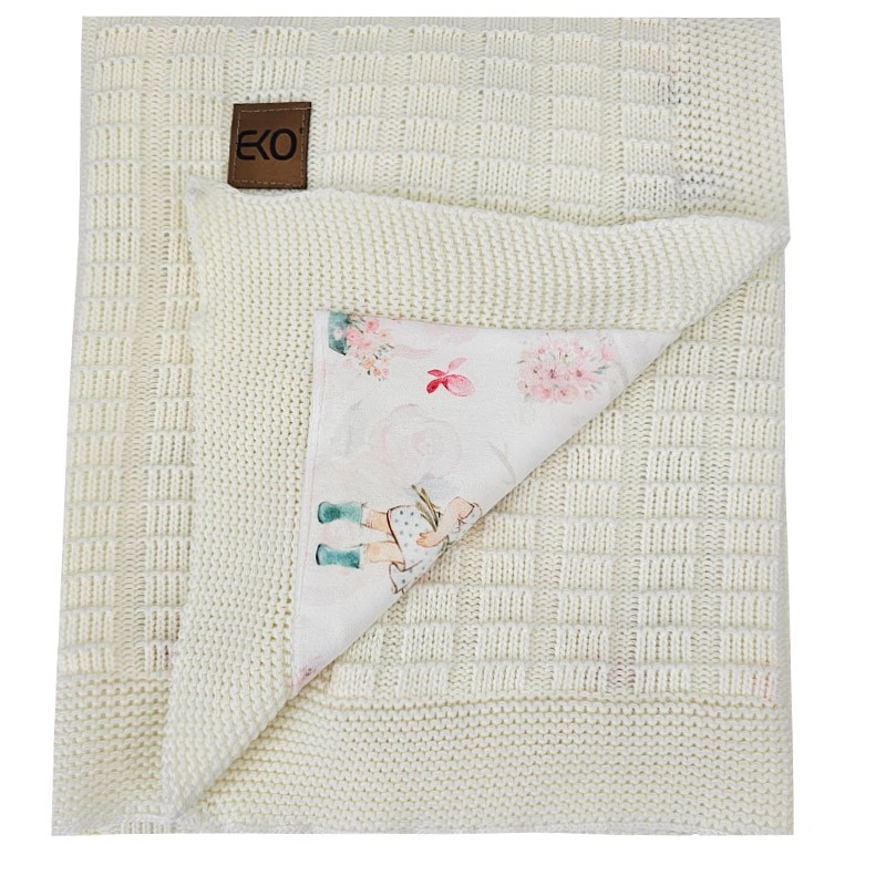 Knitted blanket  with fur fabric lining GIRLS/ECRU Knitted blanket  with fur fabric lining GIRLS/ECRU