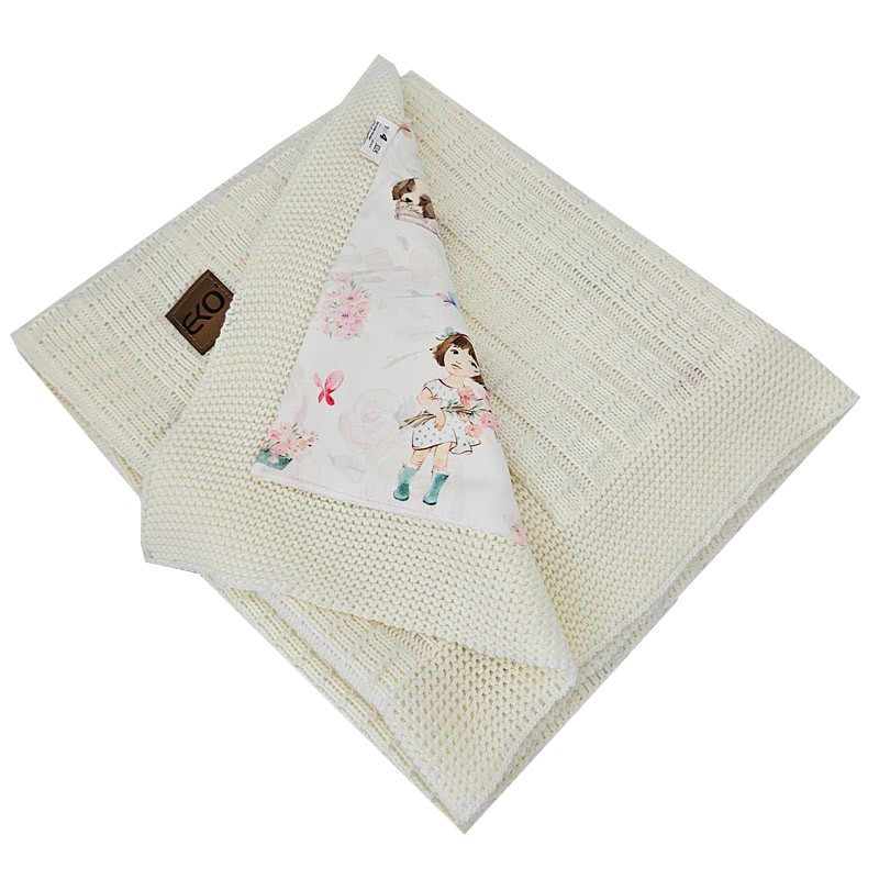 Knitted blanket  with fur fabric lining GIRLS/ECRU Knitted blanket  with fur fabric lining GIRLS/ECRU
