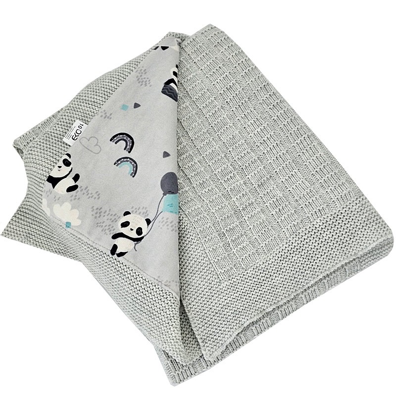 Zīdaiņu plediņš ar kažokāda oderīti PANDA/GREY