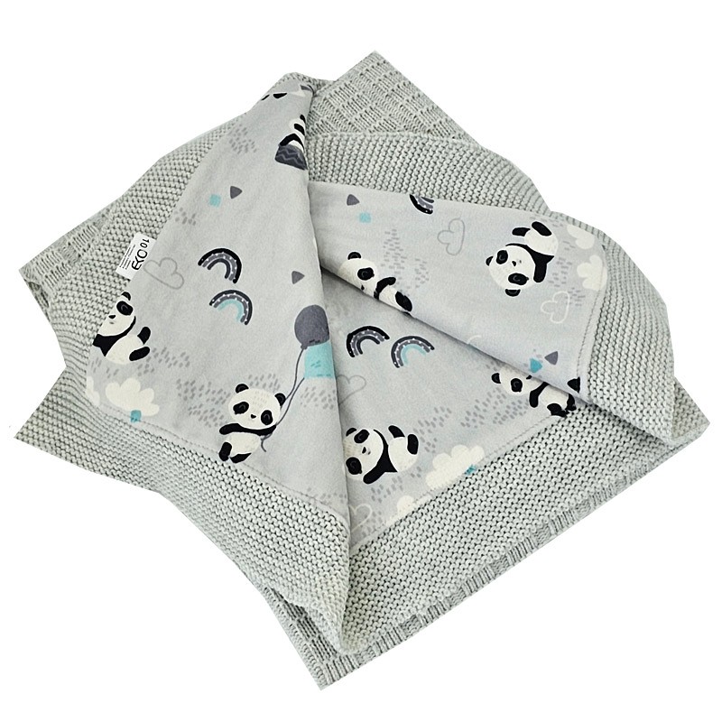 Kocyk z podszyciem FUTERKOWYM PANDA/GREY Kocyk z podszyciem FUTERKOWYM PANDA/GREY