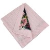 Knitted blanket  with fur fabric lining BLACK ROSES/PINK