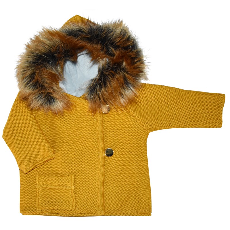 Pullover mit Fellfutter MUSTARD YELLOW