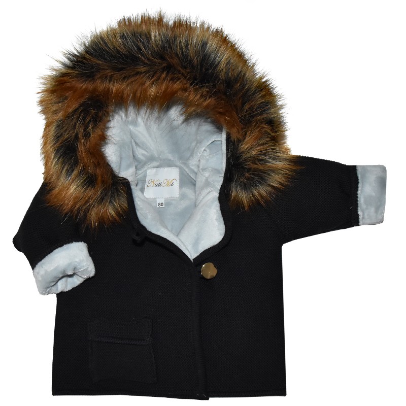 Pull noir doublé de fourrure Pull noir doublé de fourrure