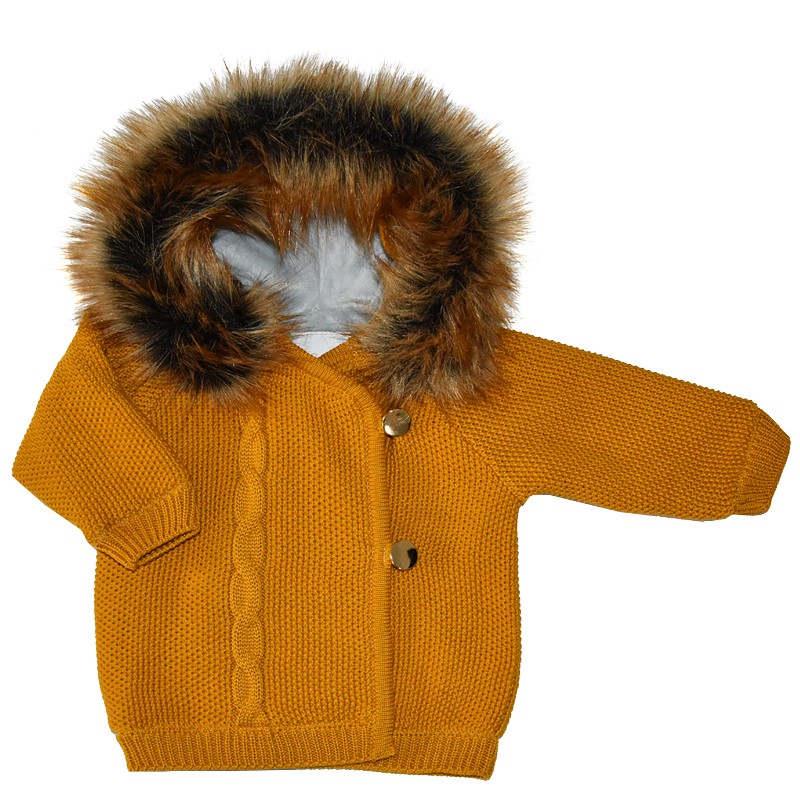 Sveter s kožušinovou podšívkou MUSTARD YELLOW Sveter s kožušinovou podšívkou MUSTARD YELLOW