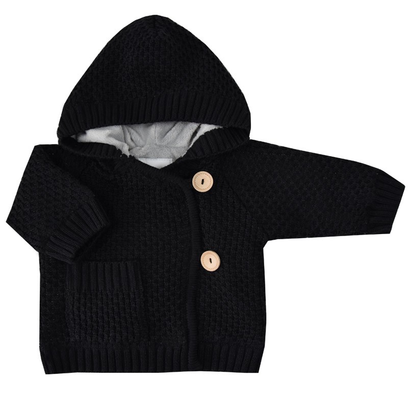 SCHWARZer pelzgefütterter Pullover