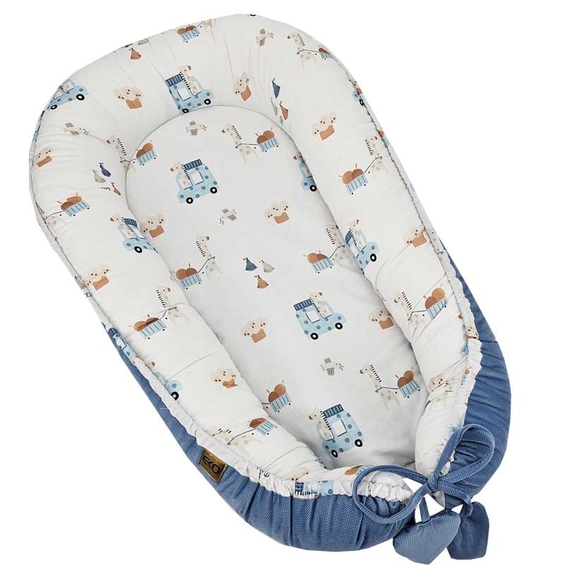 VELVET babynest GIRAFFE/BLUE