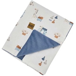 Educational blanket mat with VELVET lining GIRAFFE/BLUE