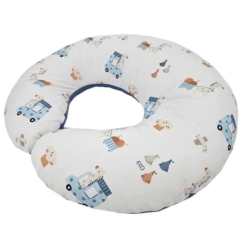 Бархатный круассан для кормления грудью GIRAFFE/BLUE