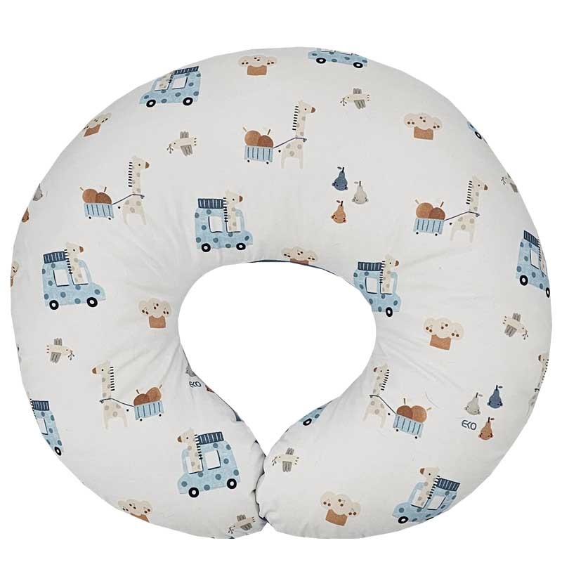 Бархатный круассан для кормления грудью GIRAFFE/BLUE