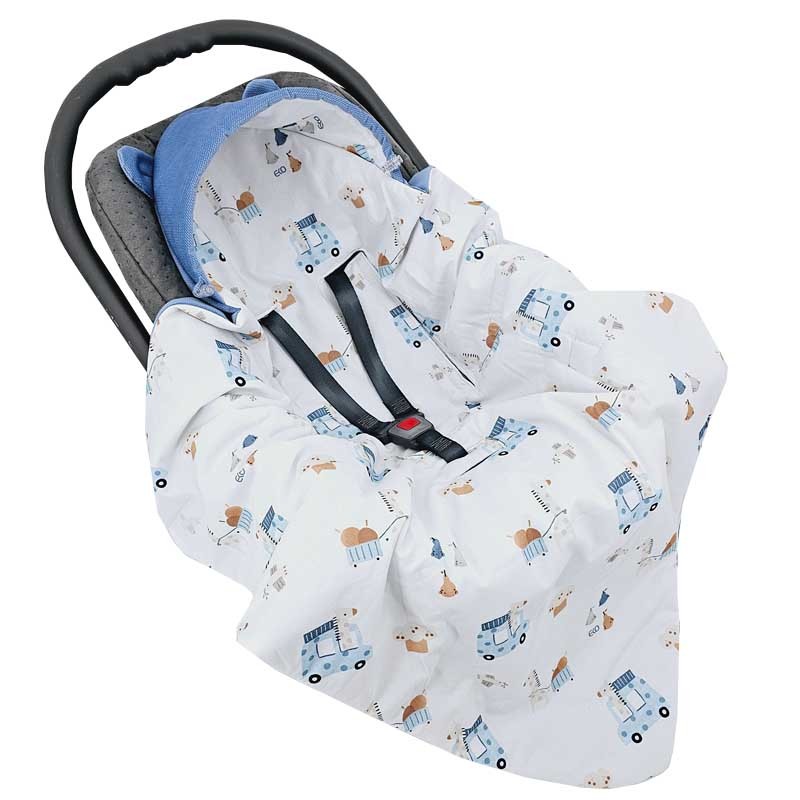 Guļammaiss VELVET 3 un 5 punktu drošības jostām GIRAFFE/BLUE Guļammaiss VELVET 3 un 5 punktu drošības jostām GIRAFFE/BLUE