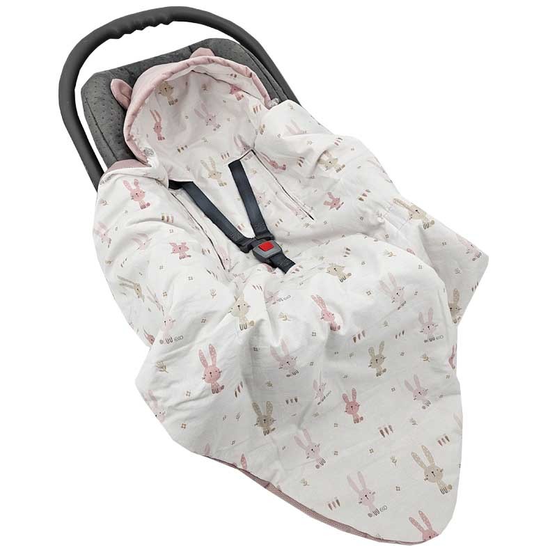 Sac de couchage pour siège auto VELVET harnais 3 points et 5 points BUNNY/ROSE PINK Sac de couchage pour siège auto VELVET harnais 3 points et 5 points BUNNY/ROSE PINK