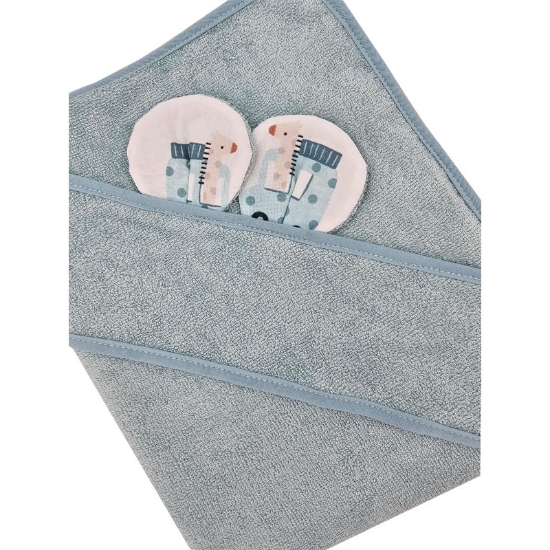 Bademantel aus Bambus GIRAFFE/BLUE