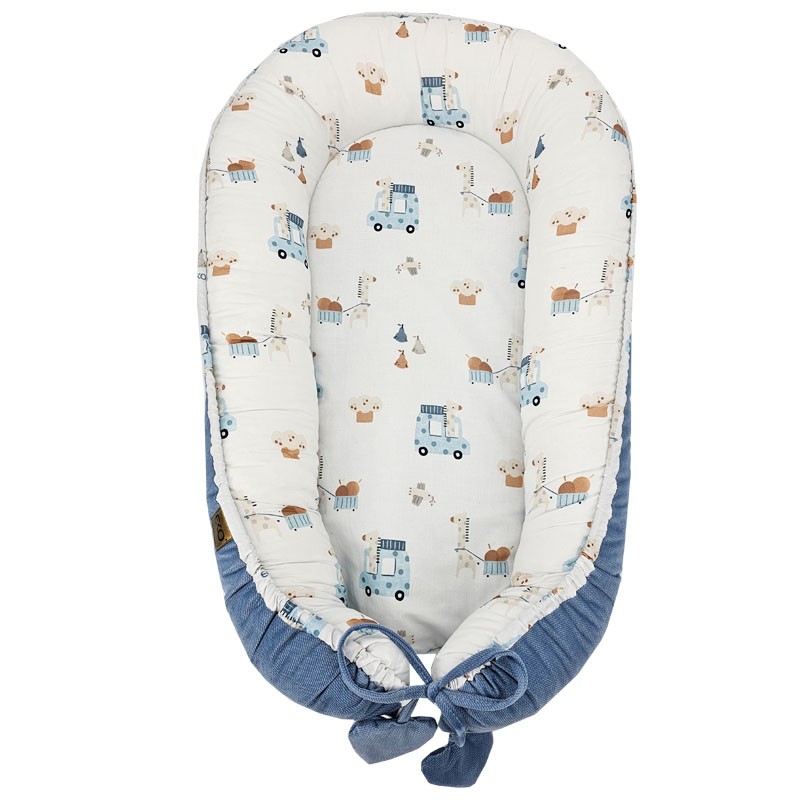 VELVET gnijezdo za bebe GIRAFFE/BLUE