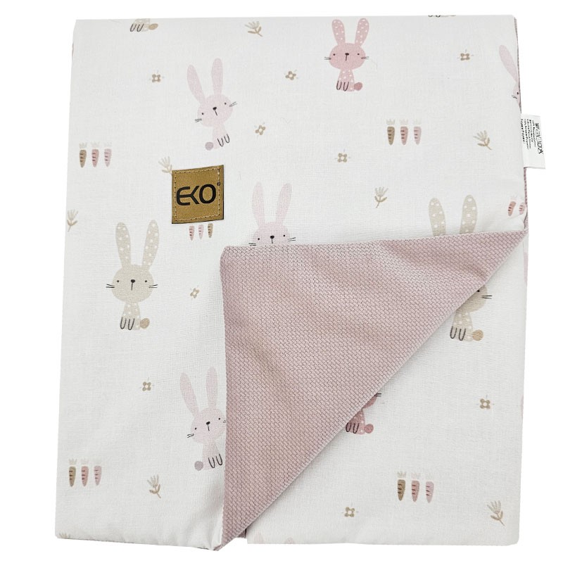 Kocyk mata edukacyjna z podszyciem VELVET KRÓLIK/PUDROWY RÓŻ