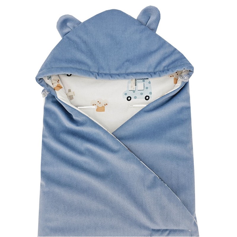 Spací pytel pro tříbodové a pětibodové pásy autosedačky VELVET GIRAFFE/BLUE Spací pytel pro tříbodové a pětibodové pásy autosedačky VELVET GIRAFFE/BLUE