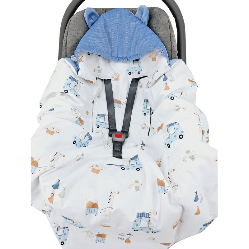 Spací pytel pro tříbodové a pětibodové pásy autosedačky VELVET GIRAFFE/BLUE Spací pytel pro tříbodové a pětibodové pásy autosedačky VELVET GIRAFFE/BLUE