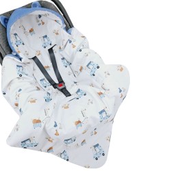 Schlafsack für VELVET Autositz 3- und 5-Punkt-Gurte GIRAFFE/BLUE