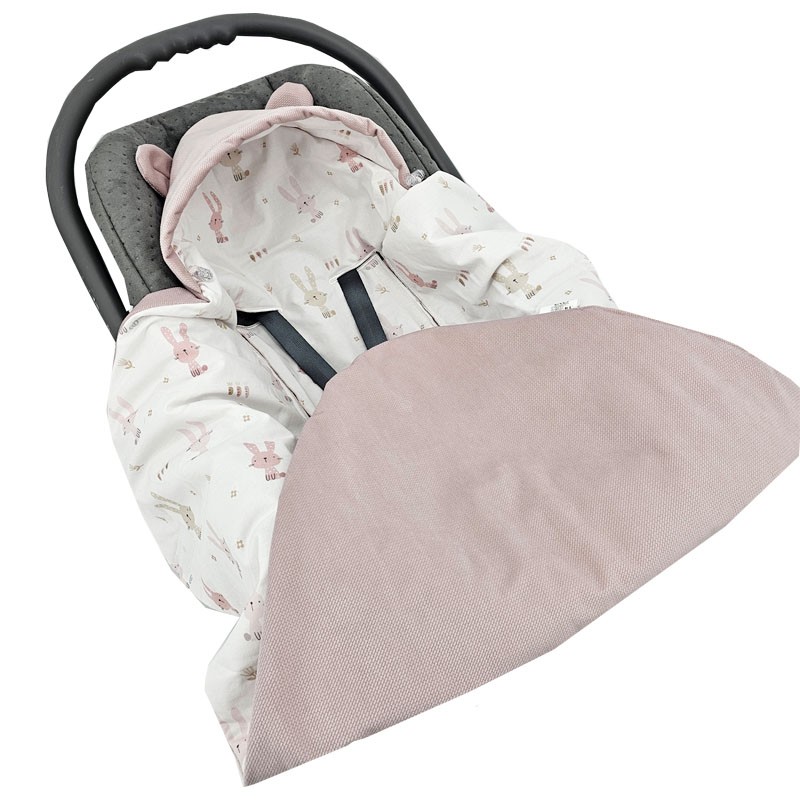 Sac de couchage pour siège auto VELVET harnais 3 points et 5 points BUNNY/ROSE PINK Sac de couchage pour siège auto VELVET harnais 3 points et 5 points BUNNY/ROSE PINK