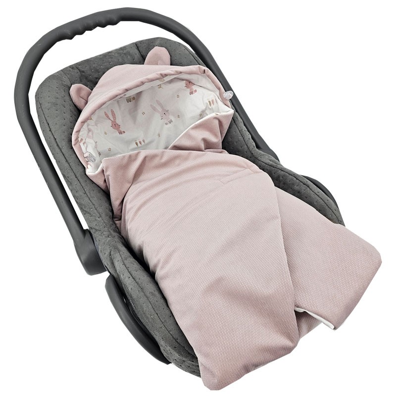Sac de couchage pour siège auto VELVET harnais 3 points et 5 points BUNNY/ROSE PINK Sac de couchage pour siège auto VELVET harnais 3 points et 5 points BUNNY/ROSE PINK