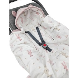 Vreća za spavanje za autosjedalicu VELVET, pojasevi u 3 i 5 točaka BUNNY/ROSE PINK Vreća za spavanje za autosjedalicu VELVET, pojasevi u 3 i 5 točaka BUNNY/ROSE PINK