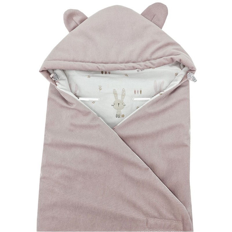 Sac de couchage pour siège auto VELVET harnais 3 points et 5 points BUNNY/ROSE PINK Sac de couchage pour siège auto VELVET harnais 3 points et 5 points BUNNY/ROSE PINK