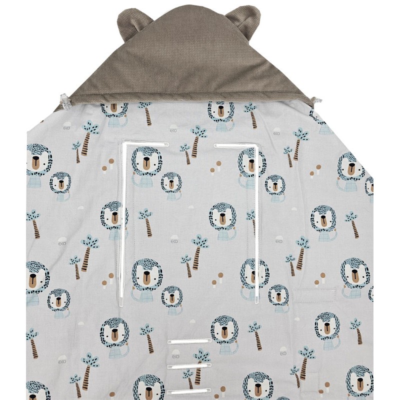 Спальный мешок для автокресла VELVET 3-точечные и 5-точечные ремни LION/BEIGE Спальный мешок для автокресла VELVET 3-точечные и 5-точечные ремни LION/BEIGE