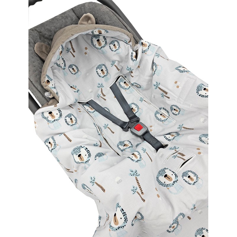 Спальный мешок для автокресла VELVET 3-точечные и 5-точечные ремни LION/BEIGE Спальный мешок для автокресла VELVET 3-точечные и 5-точечные ремни LION/BEIGE